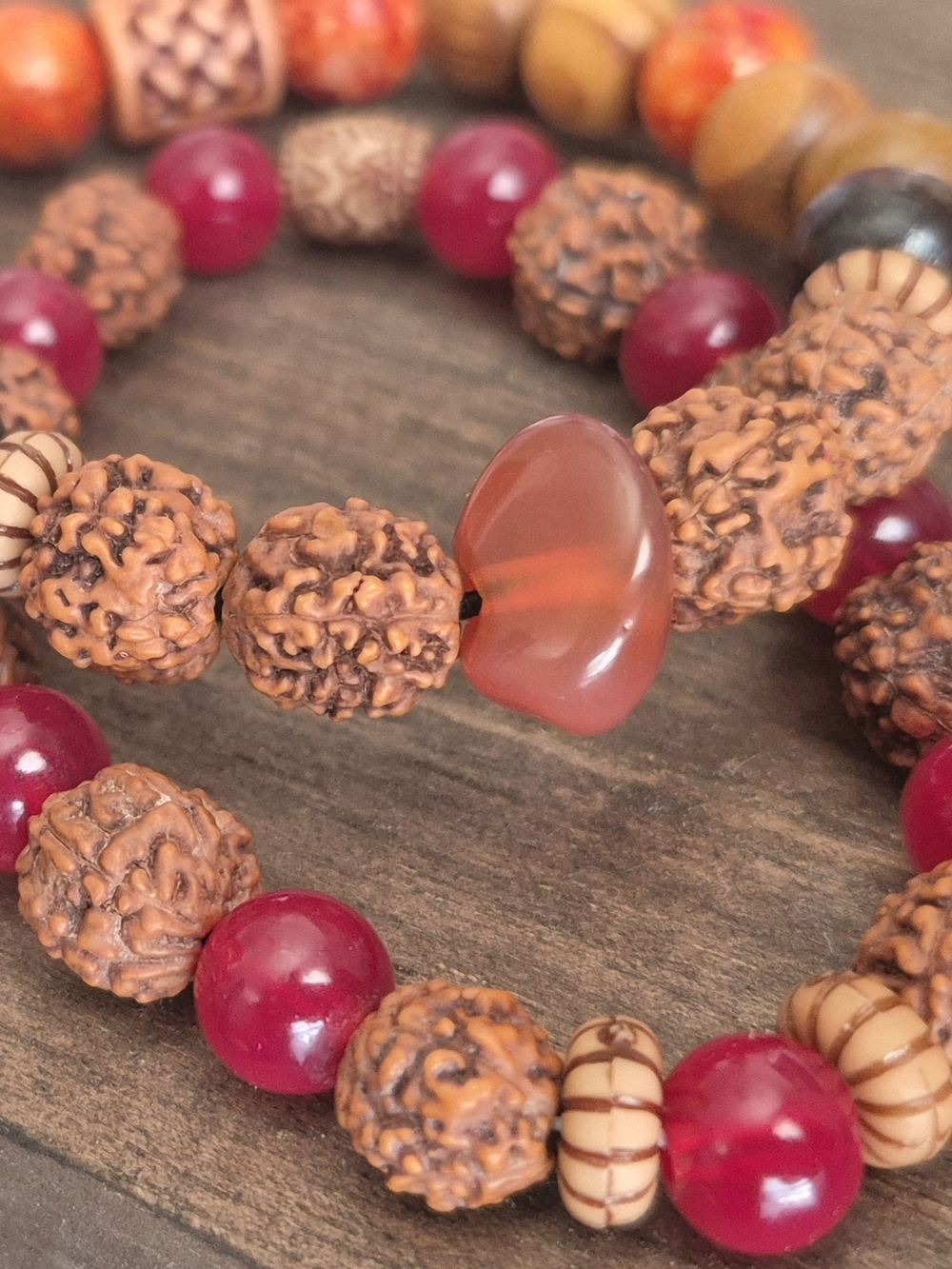 Rudraksh Seed And Carnelian Braclet Set!